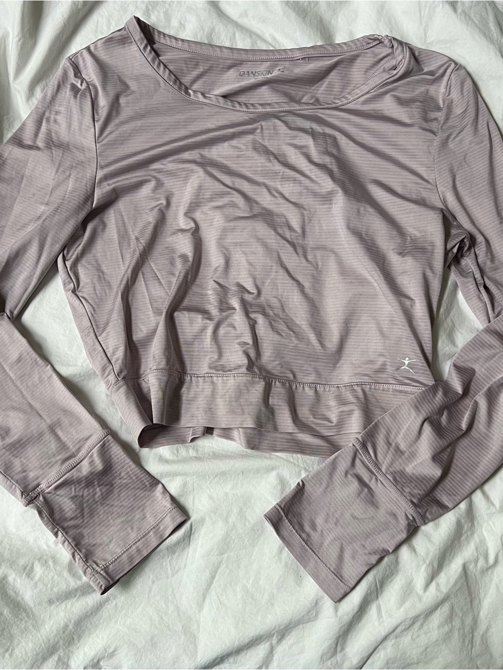 Danskin Long-Sleeve Cropped Tee in Dusty Mauve
